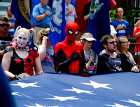 Superman Celebration-Spider-Man Cosplayer During American Flag Presentation; 2021